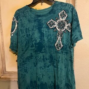 Affliction Teal Graphic Tee